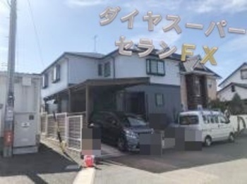 高耐久な無機塗料にて塗装！1Fのアトランティックブルー色は塗り替え映えしますね☆