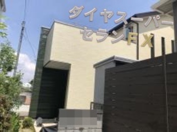 無機塗料にて高耐久塗装！モスグリーン色とクリーム色の、相性は抜群ですね☆