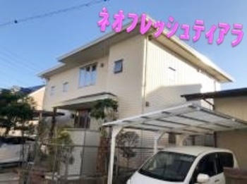 ヘーベルハウスさんの既設色に合わせて、特別調色した多彩模様仕上げ塗料で、塗り替え！